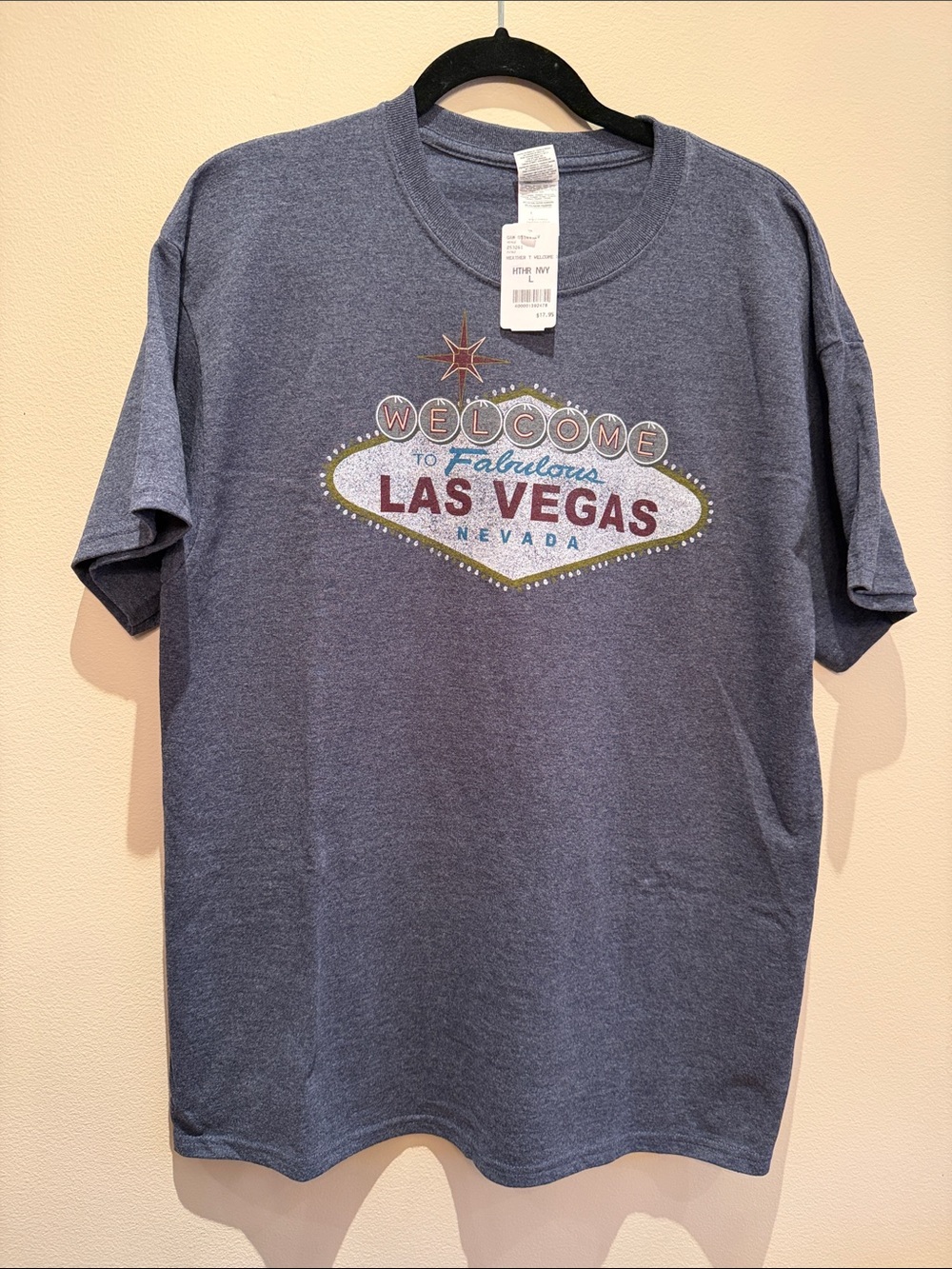 Las Vegas - Heather Navy Graphic Crewneck Tee - Gildan